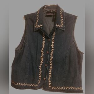 Ozark Trail Denim Vest with Embroidered Trim